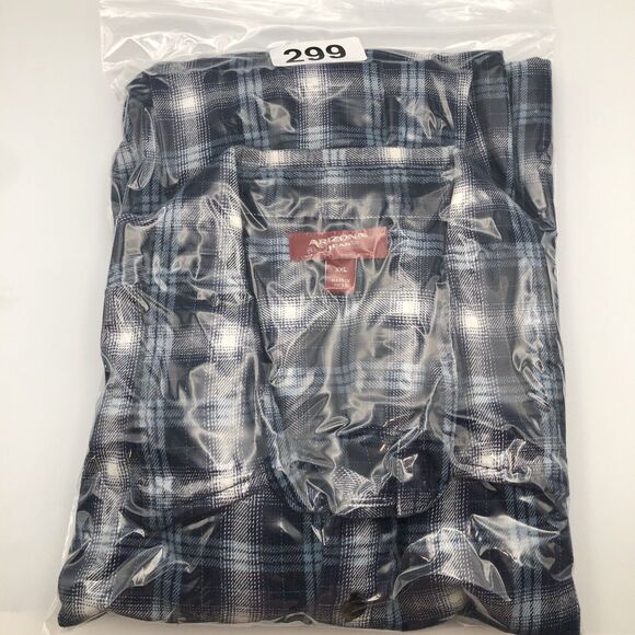 Arizona Jeans Co Mens Flannel Shirt XXL Blue Plaid 2 Chest Pockets Country - Picture 9 of 9